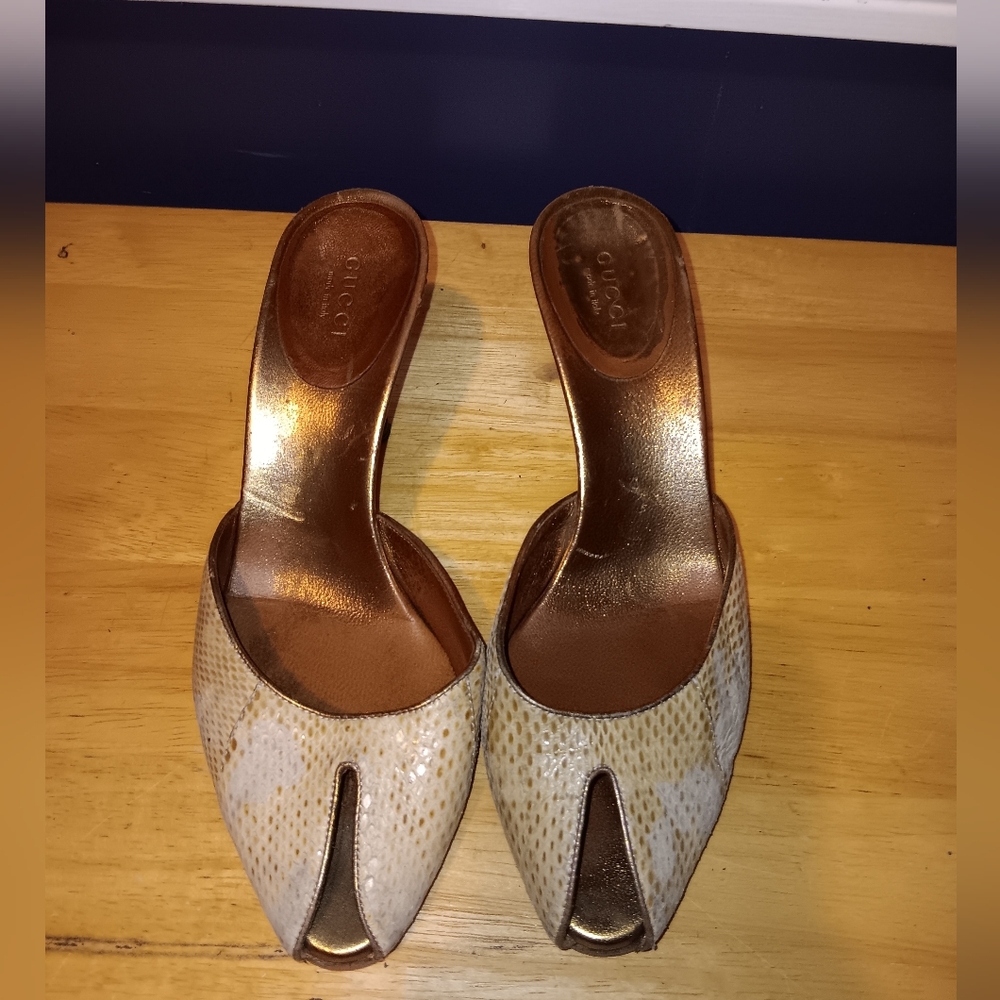 Gucci GG Rare Vintage Python Tom Ford Era Runway Heels Size 36 1/2